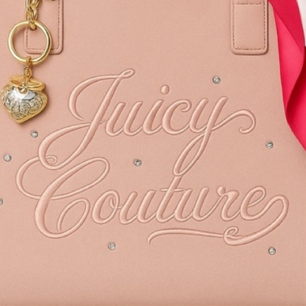 NWT Juicy Couture Crystal Pink Diamond Tote Shoulder Bag with Scarf & Bag Charm - Picture 4 of 14